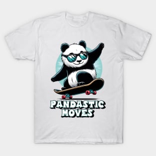 Cool panda with sunglasses on skateboard – "Pandastic Moves" T-Shirt